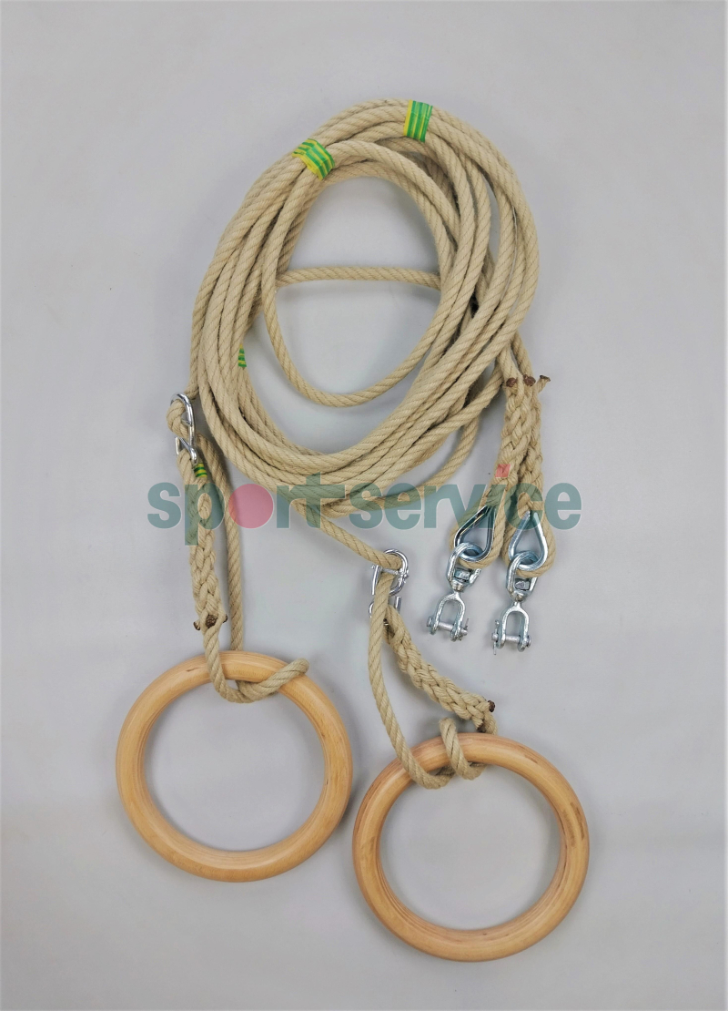 Puidust võimlemisrõngaste komplekt, köitega (12m) 