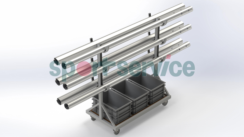 Тележка на колёсах для транспортировки волейбольных стоек