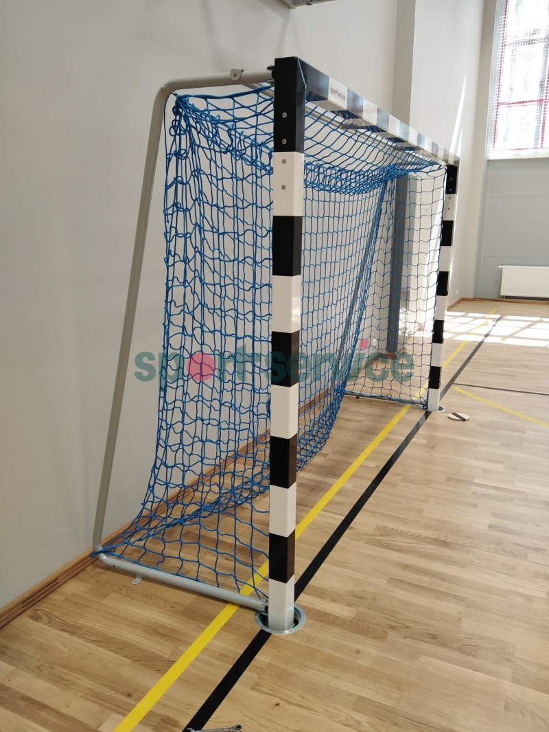 Handball goals are placed in the sleeve and foldable