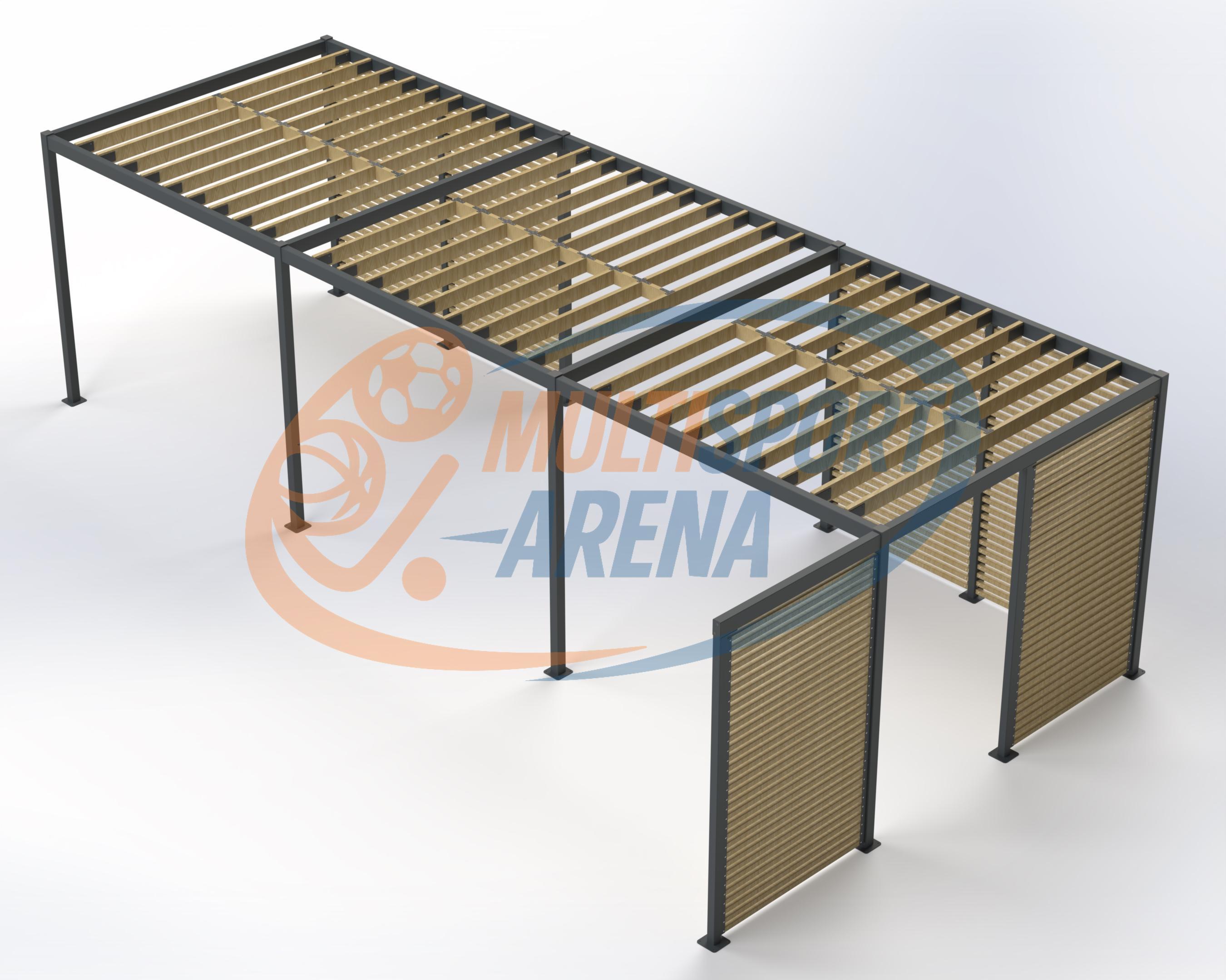 Teräsrunkoinen pergola