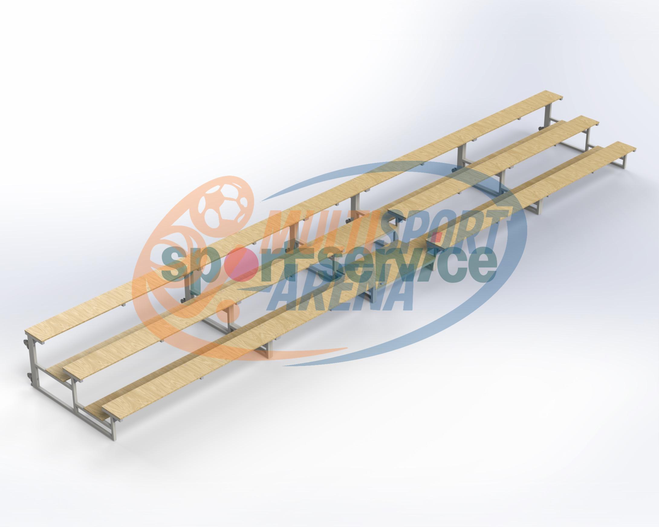 Teisaldatav moodultribüün üksteise sisse ladustatav