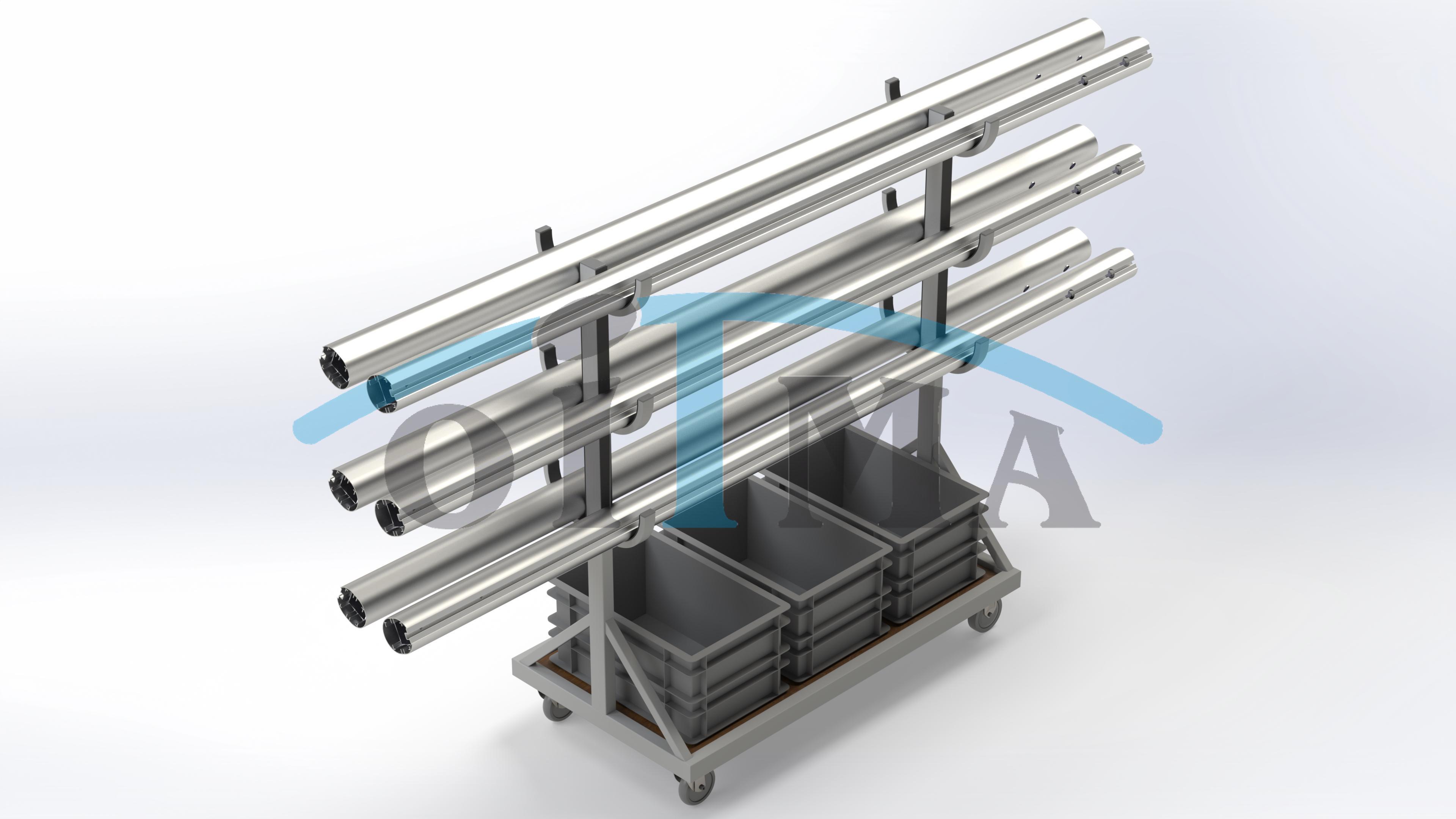 Тележка на колёсах для транспортировки волейбольных стоек