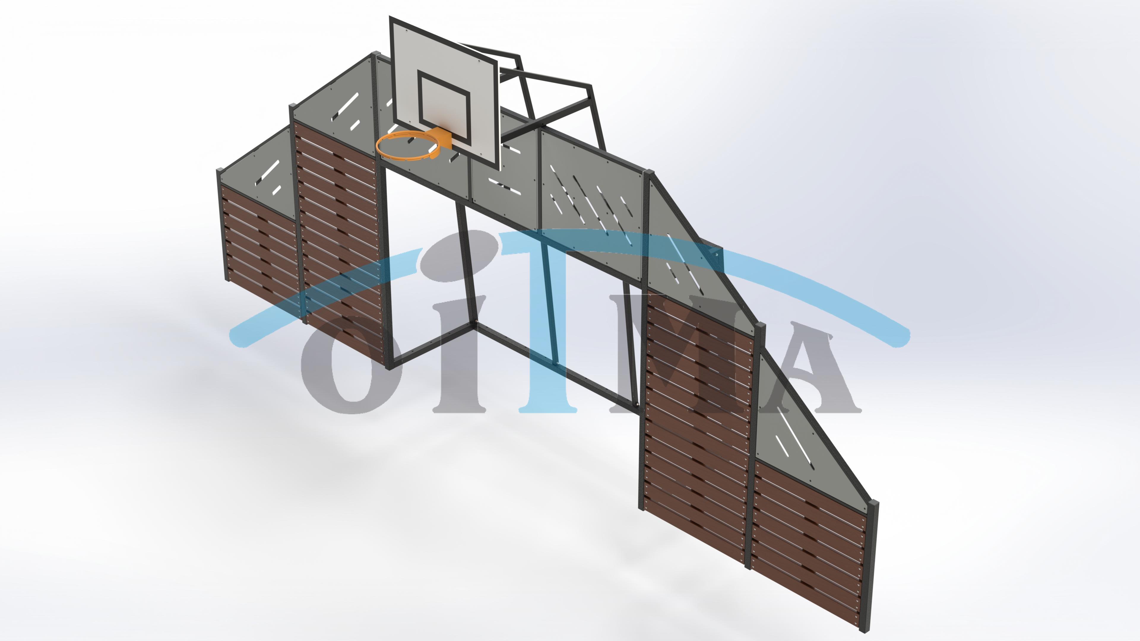 Модуль ворот многофункциональной площадки с боковым ограждением